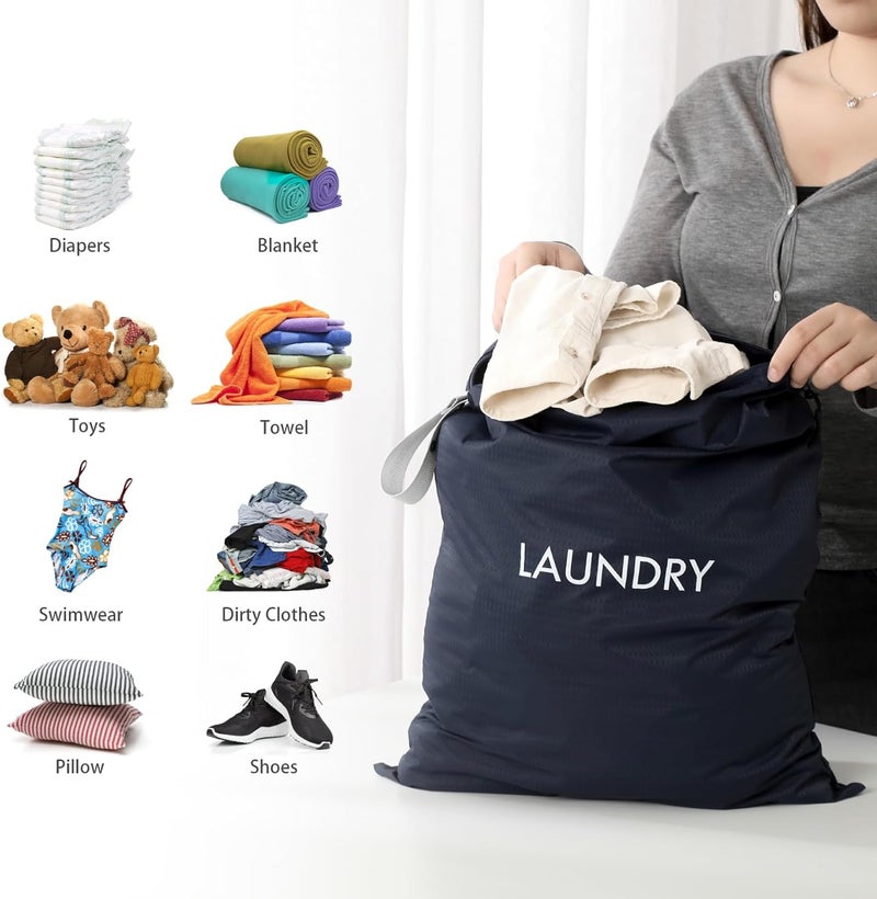 WiseBoy 2 Pack Laundry Bags, Travel Laundry Bag for Dirty Clothes, Washable Nylon Wet Dry Bag, Swimming Yoga Bathing Suit Workout Wet Dry Bags - Image 5